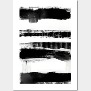 Abstract Minimalism: Black and White Wash Posters and Art